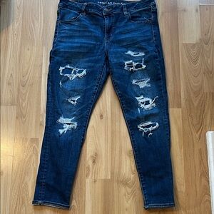 American Eagle Outfitters Navy Distressed Skinny Jeans